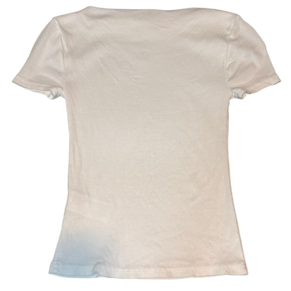 NWT J.Crew White Boatneck Ribbed Tee XXS Cotton Modal Stretch Knit - Picture 3 of 6